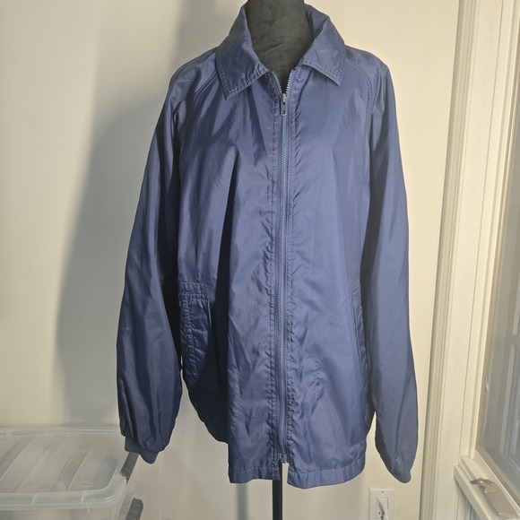 Other - Vintage Dunlop Windbreaker Jacket Men's Size L‎ Navy Blue Short Sleeve Zip Up...